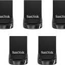 SANDISK 64GB 5-Pack Ultra Fit USB 3.2 Gen 1 Flash Drive (5x64GB) - Up to 300MB/s, Plug-and-Stay Design, Non-Retail Packaging - SDCZ430-064G-GAM5C