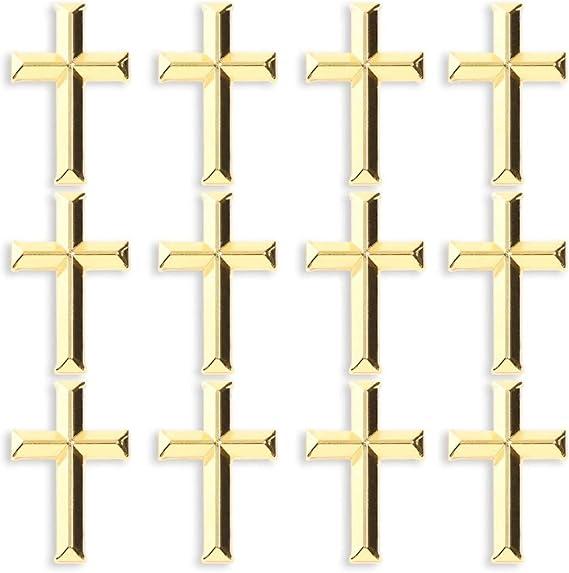 Bright Creations Gold Cross Lapel Pins, Enamel Pin Set (1 inch) - Pack of 12
