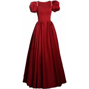 Women Victorian Style Ball Gown Plus Size Satin Gothic Rococo Gown Dress (Small, Red)