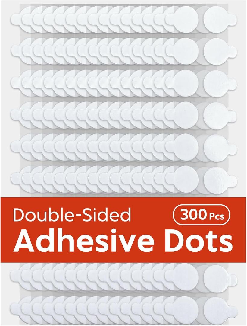 300Pcs Double Sided Dot Stickers Removable,0.4" Adhesive Putty Stickers,Adhesive Dots,Anti-Slip, Ideal for Scrapbook, Crafts & DIY(300, 10mm)