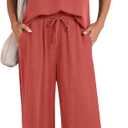 Caracilia 2 Piece Sets for Women Summer, Casual Tank & Wide Leg Pants Lounge Set, Comfy Beach & Travel Outfits 2026 Trendy (XL)