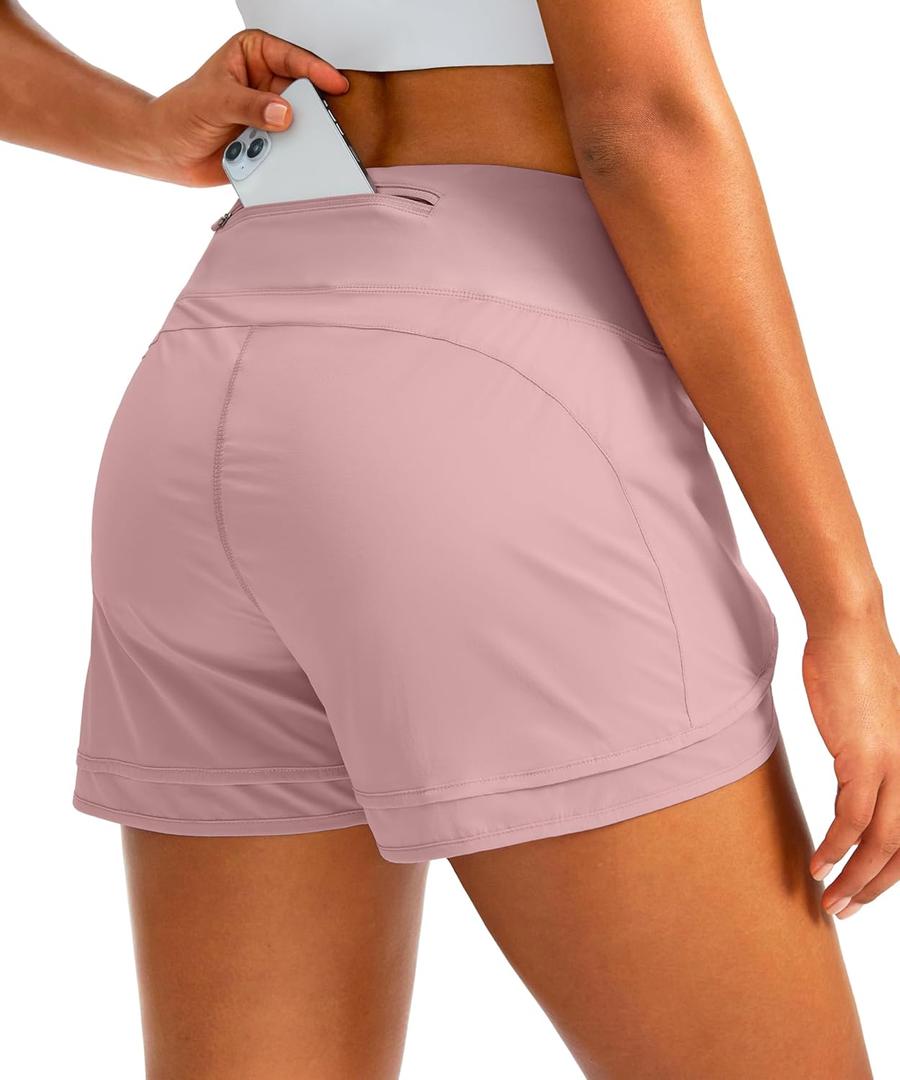 Women's Running Shorts High Waisted Quick-Dry 3 Inch Gym Workout Athletic Shorts for Women with Zipper Pocket (X-Large)