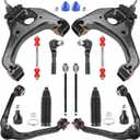 RWD Front End 12pc Suspension Kit for 1999-2006 Chevy GMC Sierra Silverado 1500, 4 Lower & Upper Control Arms w/Ball Joints 2 Sway Bars 4 Tie Rods 2 Boots OE Replacement - 12 PCS