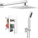 SR SUN RISE SRSH-D1203 12 Inches Bathroom Luxury Rain Mixer Shower Combo Set Wall Mounted Rainfall Shower Head System Polished Chrome Shower Faucet Rough-in Valve Body and Trim Included (12 Inch, Polished Chrome)