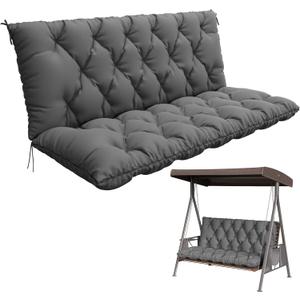 Porch Swing Cushion with Backrest,Waterproof Bench Cushion for Outdoor Furniture,2-3 Seater Replacement Thickened 5 in swing cushion,with Ties,Patio,Outdoor,Backyard and Garden (Light Grey,60x40 in)