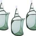uxcell 3Pcs Hanging Laundry Hamper Foldable Mesh Laundry Basket with Hooks for Home Storage of Dirty Clothes, Camping Trip, Hotel Use, Dark Green