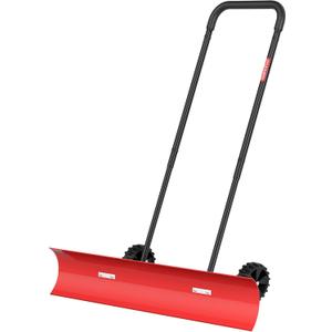 38 Inch Snow Shovel for Driveway, Brewin SnowPro Bi-Direction Heavy Duty Snow Pusher with Wheels and Angled Blade for Efficient Snow Removal, Back Saver Snow Plow for Doorway Sidewalk