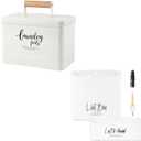 PERFNIQUE Laundry Pods Container with Magnetic Lint Bin for Laundry Room, Modern Farmhouse Laundry Pods Holder with Lid for Laundry Room Decor and Accessories, Large&Small Lint Trash Can Set