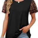 WIHOLL Womens Summer Tops Trendy Ruffle Sleeve Shirts Casual Chiffon Blouses Beach Vacation Clothes (Black, XXL)