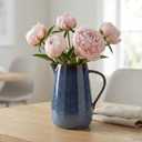 Blue Ceramic Pitcher Vase, Water Pitchers with Handle,For Modern Rustic Farmhouse Vase Home Decor,Cute Small Ceramic Vases,Entrance Decoration and Centerpieces for Dining Table Decor (Blue)