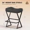 Counter Height Bar Stools Set of 3, Backless 26" Saddle Barstools, Grey