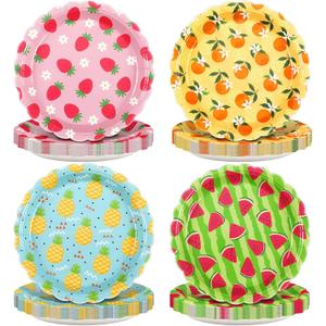 Set of 60 Fruit Paper Plates Tutti Frutti Birthday Party Supplies 7 Inch Disposable Fruit Dessert Plates Summer Dinner Plates Strawberry Pineapple Plates for Wedding Baby Shower Birthday Party