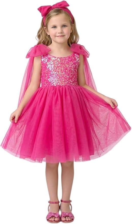 LalaMira Girls Sequin Dress Toddler Party Sparkly Dress Flower Girl Dress Pageant Birthday Graduation Easter Photo Shoot 2T