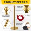 Ferraycle 4 Pcs 2026 Prom Stainless Steel Stanchion 5 ft Velvet Carpet Ropes and Pole Crowd Control Barriers Grand Opening Casino Movie Theme Party 360 Photo Booth Accessories (Gold)