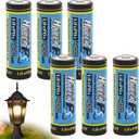 (6-Pack) 3.2V LiFePo4 14430 (14 x 43mm) 400mAh Rechargeable Battery for Solar Panel Light, Tooth Brush, Shaver, Flashlight