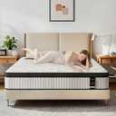 Twin Mattress,10 Inch Hybrid Mattress in a Box with Cooling Gel Memory Foam and Pocket Springs for Medium Firm Support,Pressure Relief and Motion Isolation,White Mattresses