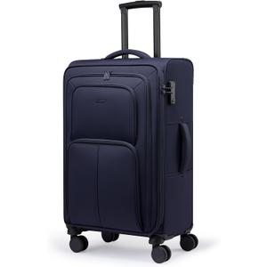 LOVEVOOK Medium Checked Luggage, 25 Inch Softside Suitcases with Spinner Wheels, Water Resistant Suitcase with TSA Lock for Women Men, Large Luggage for Travel Business Trip