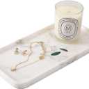 YKAJO Marble Tray, 12"x6", Bathroom Countertop Organizer Rectangular Serving Platter Decorative Elegant Natural for Perfume, Candles, Jewelry