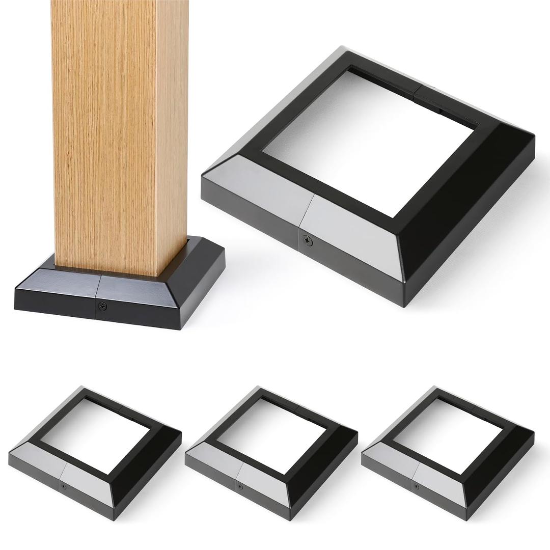 Post Base Cover, Split Type Skirt for Indoor/Outdoor Iron Deck Railing Decorative Covers (4, Post-5.5" Base-8.7")
