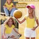 Oakgarden Girl's T-Shirts Summer Tops Teen Cap Sleeve Shirts Kids Scoop Neck Fitted Cute Casual Basic Tees (9-10 Years, Yellow)