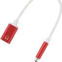 Red Type-C to 3.5mm Audio Adapter - Universal Analog Audio Cable for Smartphones, Laptops and Gaming Headphones, Durable Earphone Adapter with Noise Cancellation