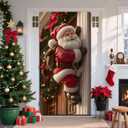 Christmas Decorations Merry Christmas Banner Xmas Porch Door Sign for Winter Party Decorations Supplies (Santa Claus-6, 70.8 x 35.4 Inch)