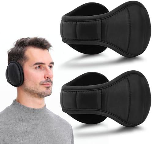 Eyegla Mens Winter Ear Muffs Foldable Cold Weather Earmuffs Fleece Warm Ear Warmers Behind The Head Ear Muffs
