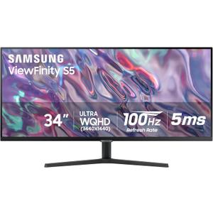 SAMSUNG 34" ViewFinity S50GC Series Ultra-WQHD Monitor, 100Hz, 5ms, HDR10, AMD FreeSync, Eye Care, Borderless Design, PIP, PBP, LS34C502GANXZA, 2023, Black