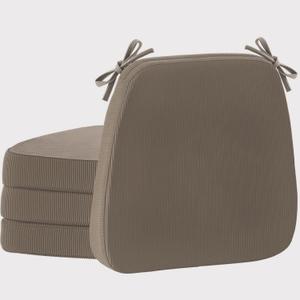 Chair Cushions for Dining & Kitchen Chairs 2'' Thick High-Density Foam with Gel-Infused Non-Slip Removable Washable Cover Ties Comfortable & Breathable Seat Pads (Light Brown, 4 Count (Pack of 4)