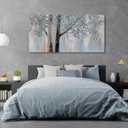 AERART Blue Grey Abstract Tree Wall Art 24"x48" Framed Wall Decor Artwork Canvas Painting for Living Room/Bedroom/Dining Room/Office Modern Home Decor