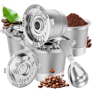 4 Pack Reusable K Cups Coffee Pods for Keurig 1.0: Stainless Steel Reusable Coffee Pods for Keurig Coffee Pods Reusable, BPA-Free, SUS 304, Scoop, Heat Resistant Handles