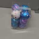 Soulchen 12 Pack 2.4 Inch Blue and Pink Christmas Balls Ornament Cartoon Theme Glittering Hanging Xmas Balls for Tree Fireplace Plastic Christmas Baubles for Home Indoor Holiday Party Decor