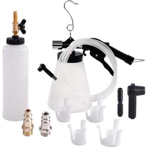 YSTOOL Brake and Clutch Fluid Pneumatic Vacuum Bleeder Tool Kit Brake Oil Change Set with Extractor and Refill Bottle Master Cylinder Adapters Air Quick Plugs for Auto Car Truck Motorcycle Use