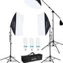 Skytex Softbox Lighting Kit 3Pack, 20x28in Soft Box | 135W 5500K E27 Bulb Continuous Photography Lighting, Photo Studio Lights Equipment for Camera Shooting, Video Recording