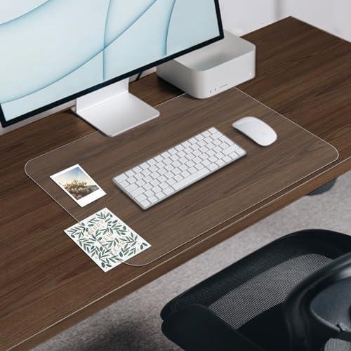 Clear Desk Mat, Clear Desk Pad 24 x 17 in, Desk Protector Mat for Writing & Working, Table Protector Anti-Water & Heat Resistant, for Home & Office, RBDM02T