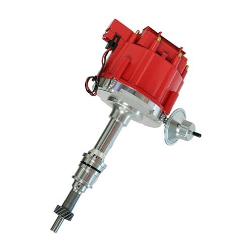 Complete Ignition Distributor Replacement For SBF Small Block Ford 260 289 302 5.0 Ignition HEI Distributor with 65K Volt Coil 1030213 PE330U Red Cap
