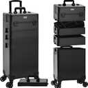Yaheetech Professional Makeup Train Case 5 in 1 Cosmetology Case on Wheels Aluminum Beauty Travel Case Rolling Cosmetic Organizers & Storage Black