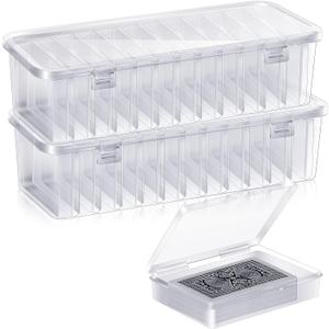 24 Pcs Playing Card Box, Clear Trading Card Storage Organizer 3.86 x 2.91 x 0.94 Inch Plastic Card Deck Case Snap Closed Holder Storage Organizer for Gaming Cards, Business Card Storage (24)