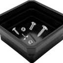 Collapsible Magnetic Parts Tray, 4.5" Square Metal Parts Organizer with Dual-Sided Magnetic Base, Foldable Tools Tray Silicone Storage Bowl for Screws Bolts Nuts Washers Pins (Black)