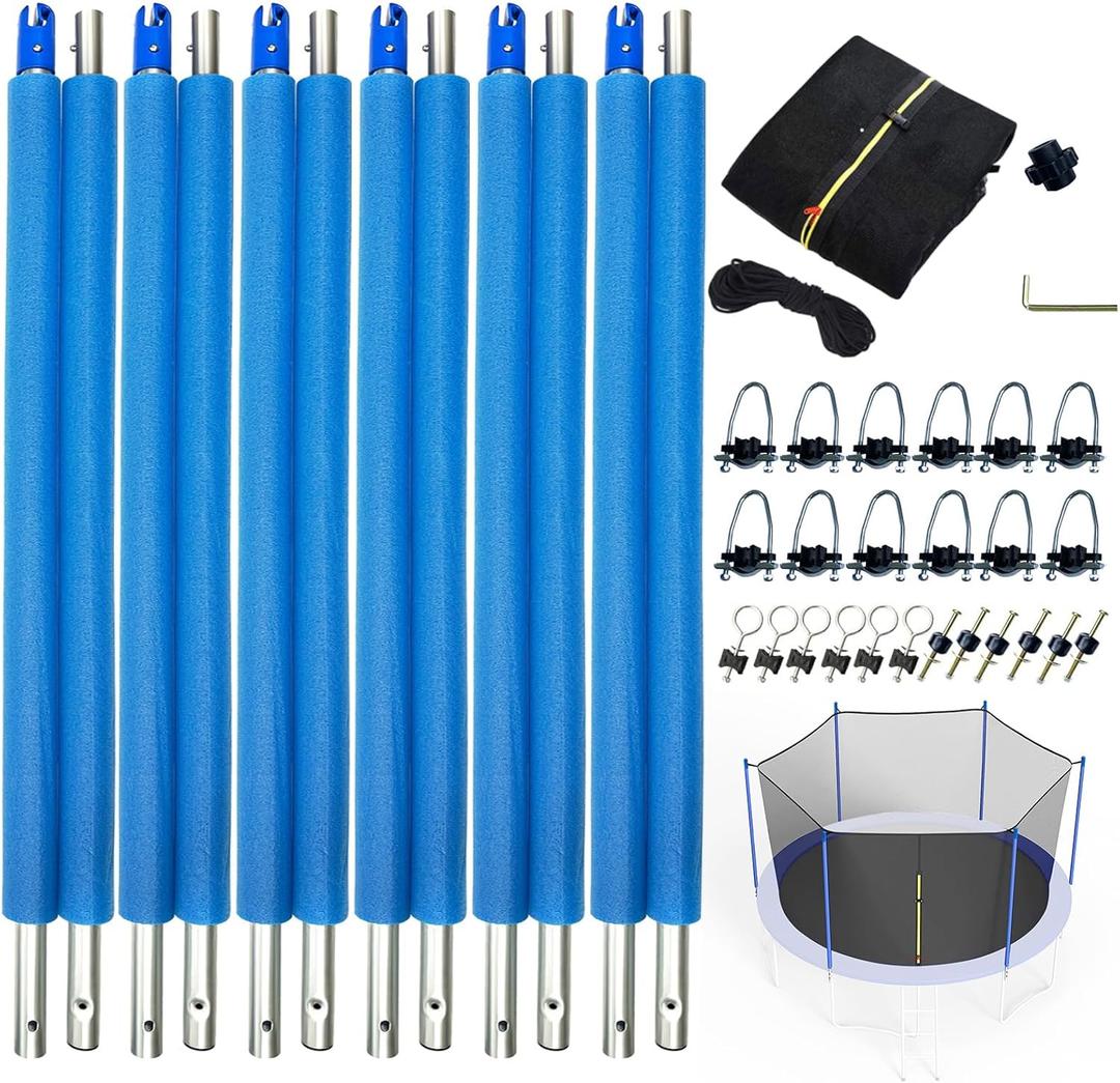 15FT Trampoline Net and Enclosure Replacement With Clamps, Screws, Bolts, Tube Caps - Fits 6 Straight Poles for 15 Feet Round Trampoline Frame