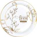 Antique Gold Floral Plates Combo 7"+10" Case of 128 (4 packs x 32)