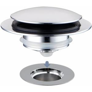 Chrome Plated Universal Tub Dain Stopper, Hidrop Pop Up Bath Drain Tip Toe Bathtub Drain Stopper,Conversion Kit Assembly, Replaces Lift and Turn, Tip-Toe and Trip Lever drains for Tub, EZ Install