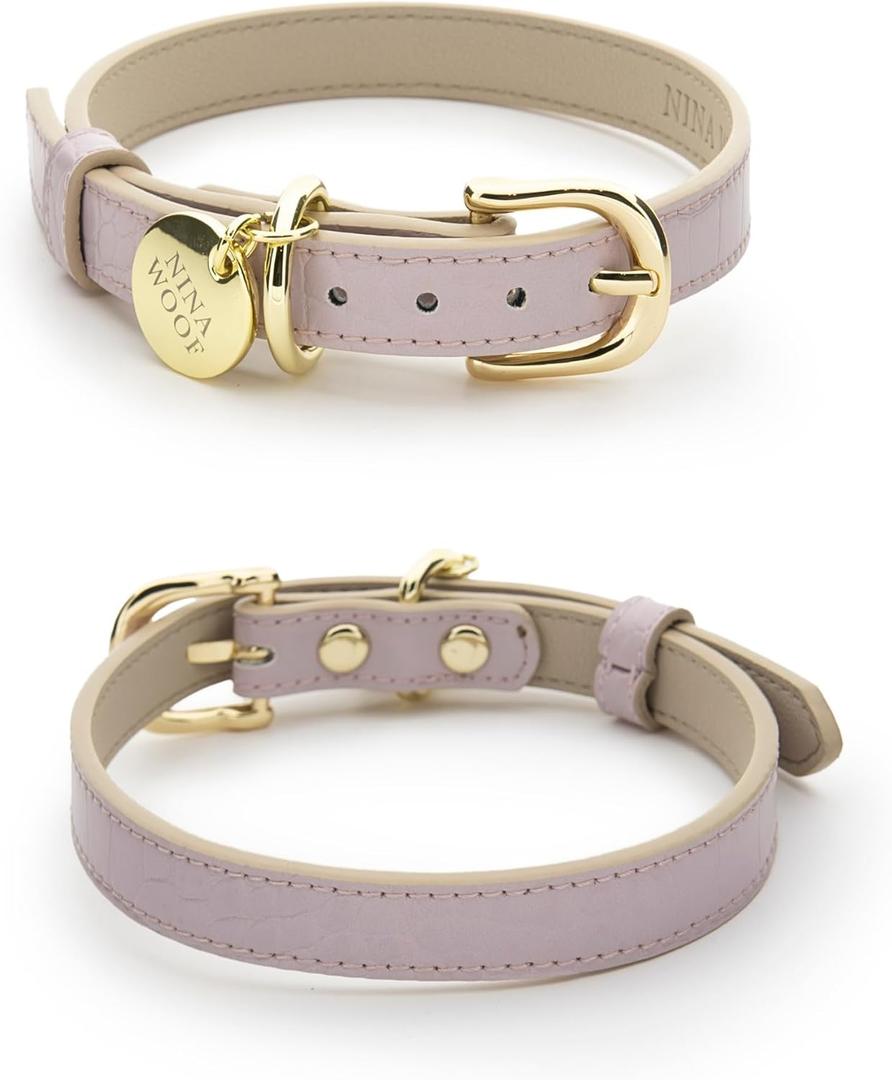 Milan Vegan Leather Dog Collar - Padded Luxury Dog Collar with Adjustable Buckle - Collar for Dogs, Small Dogs to Large Dogs - Color Lilac, Size Extra Small (XS: 9 - 12" Neck)