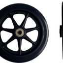 2Pcs 6 Inch Black Wheels for Walker - Universal Hard Rubber Walker Wheels Replacement, Fit Drive Rollator & Wheelchair Wheel, All-Floor Safe Rolling, Essential Walker Accessories