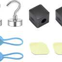 3 x Magnetic Hook Set, 6-Pack Heavy Duty 8lbs Magnetic Hooks with Cable Clips & Silicone Base for Fridge, Cabinet, Office Desk, Garage, Kitchen & Car