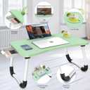 Fayquaze Portable Foldable Laptop Bed Desk with Storage Drawer and Cup Holder - Lap Desk Laptop Stand Tray Table for Eating, Reading and Working
