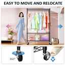 IZEUK 3 Tier Heavy Duty Rolling Garment Rack Wire Clothes Rack for Hanging Clothes, Metal Freestanding Closet Wardrobe Rack with 1 Rods and Wheels Black 15.7" D x 45.3" W x 75.6" H