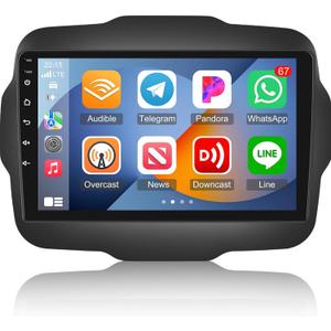 4+64G Android Car Radio for Jeep Renegade 2015 2016 2017 2018 2019 2020 - Wireless Carplay & Android Auto - 9 Inch Touchscreen Radio with 32 EQ DSP, WiFi, GPS, Split Screen + AHD Rear View Camera