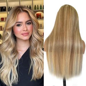 Belaved 8B60A 13x6 Ombre Lace Front Wigs Human Hair for Women Balayage Highlights HD Straight Lace Frontal Wigs Human Hair 180% Density Pre Plucked Bleached Knots Glueless 20inch (#13x6 Ash Brown to Platinum Blonde)