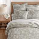 Levtex Home Adare Taupe Reversible King/Cal King Quilt Set (106x92in) and 2 Pillow Shams (36x20in) - Floral Bedding - Taupe White - Cotton King Size Quilt Bedding Set - Lightweight, Soft, Pre-Washed